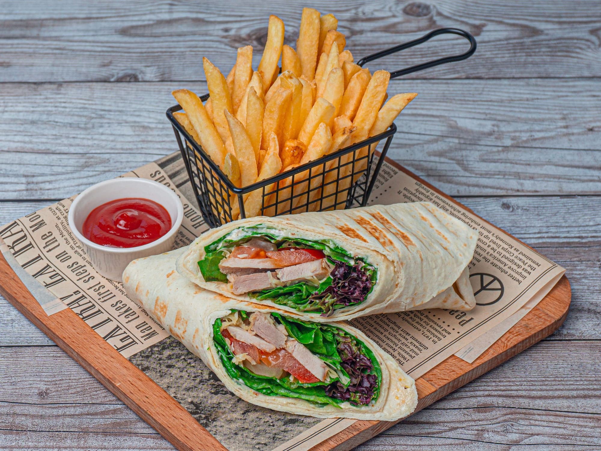 (Меню зала) Ролл "Цезарь"с курицей на грилле